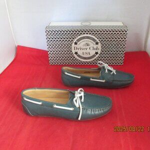Driver Club USA Daytona Beach Leather Moccasins $99 - Size 6 - Blue Grainy 1303